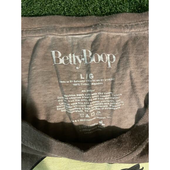 Betty Boop Cowgirl Vintage Style Brown T-Shirt Graphic Cartoon Tee Shirt Large - Picture 6 of 10